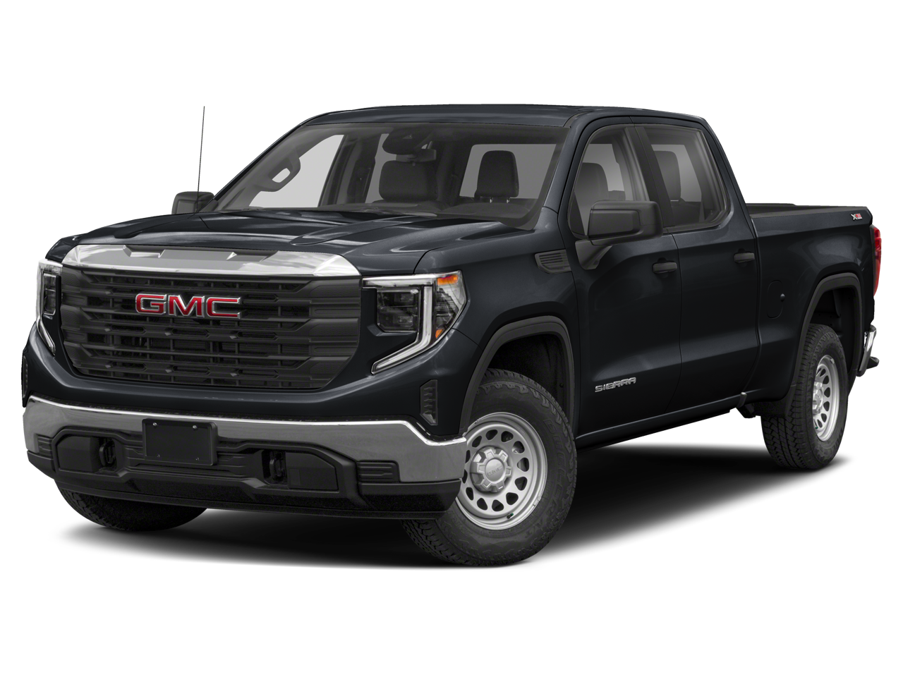 2022 GMC Sierra 1500 Crew Cab Short Box 4-Wheel Drive SLE in Onyx Black — front three-quarter view